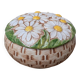 Boite ronde avec couvercle en barbotine à décor de marguerite Holland Mold