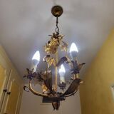 Set of 3 gold painted metal chandeliers