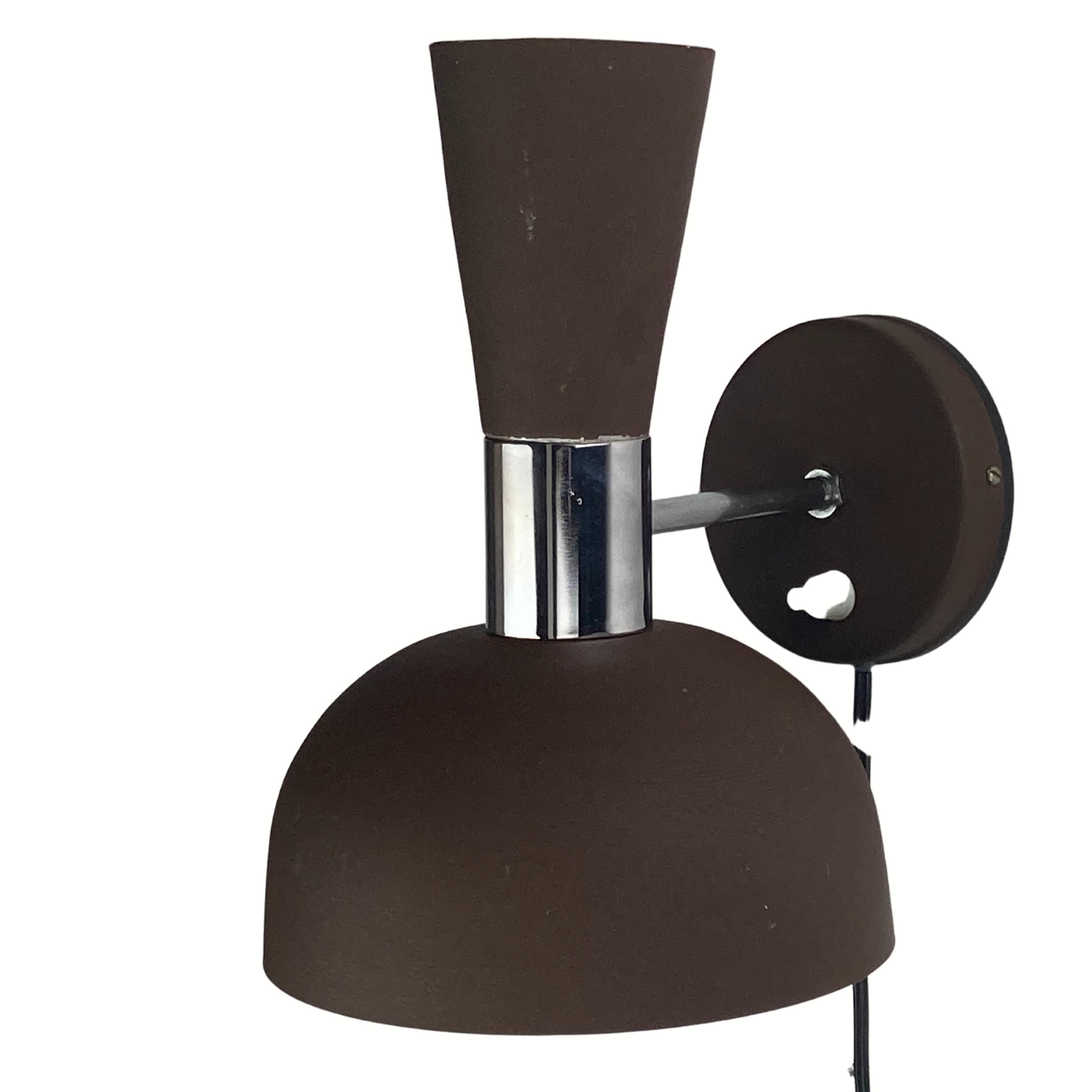 Midcentury brown vintage wall sconces by Herda, Dutch 1970s