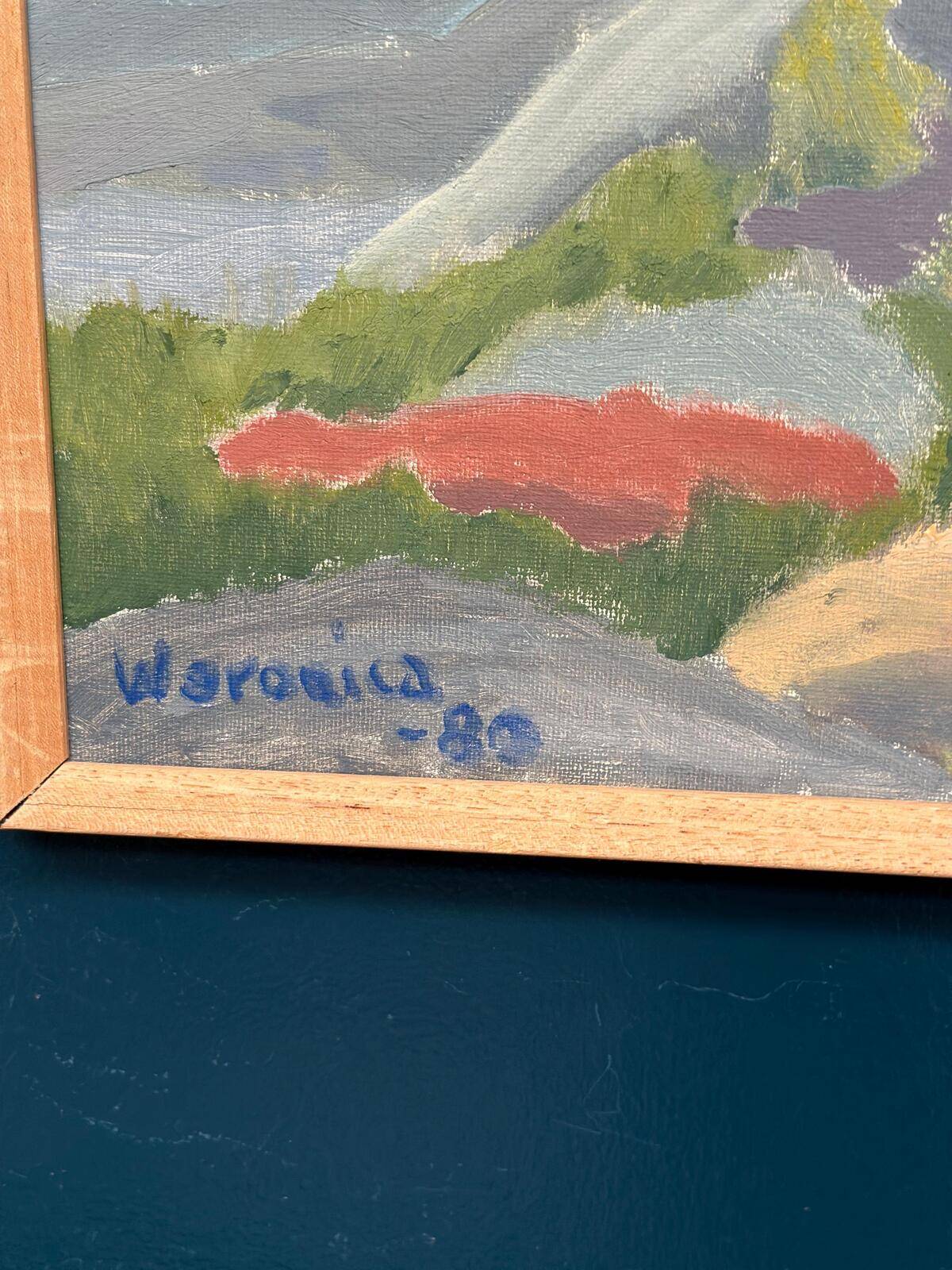 Original Swedish Oil on Canvas – “Coast” by Weronica – Dated 1980 – Vintage