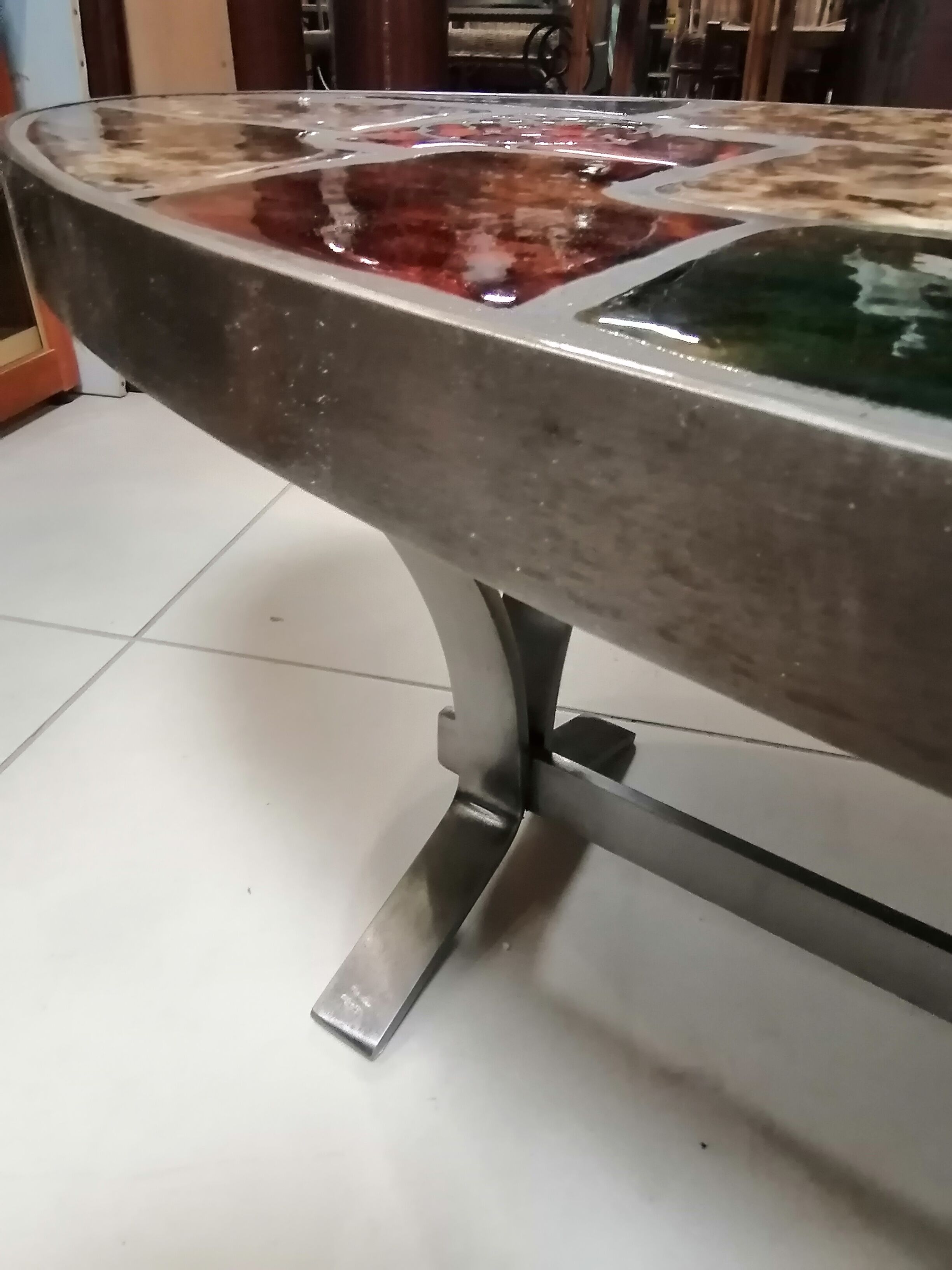 Vintage ceramic steel coffee table