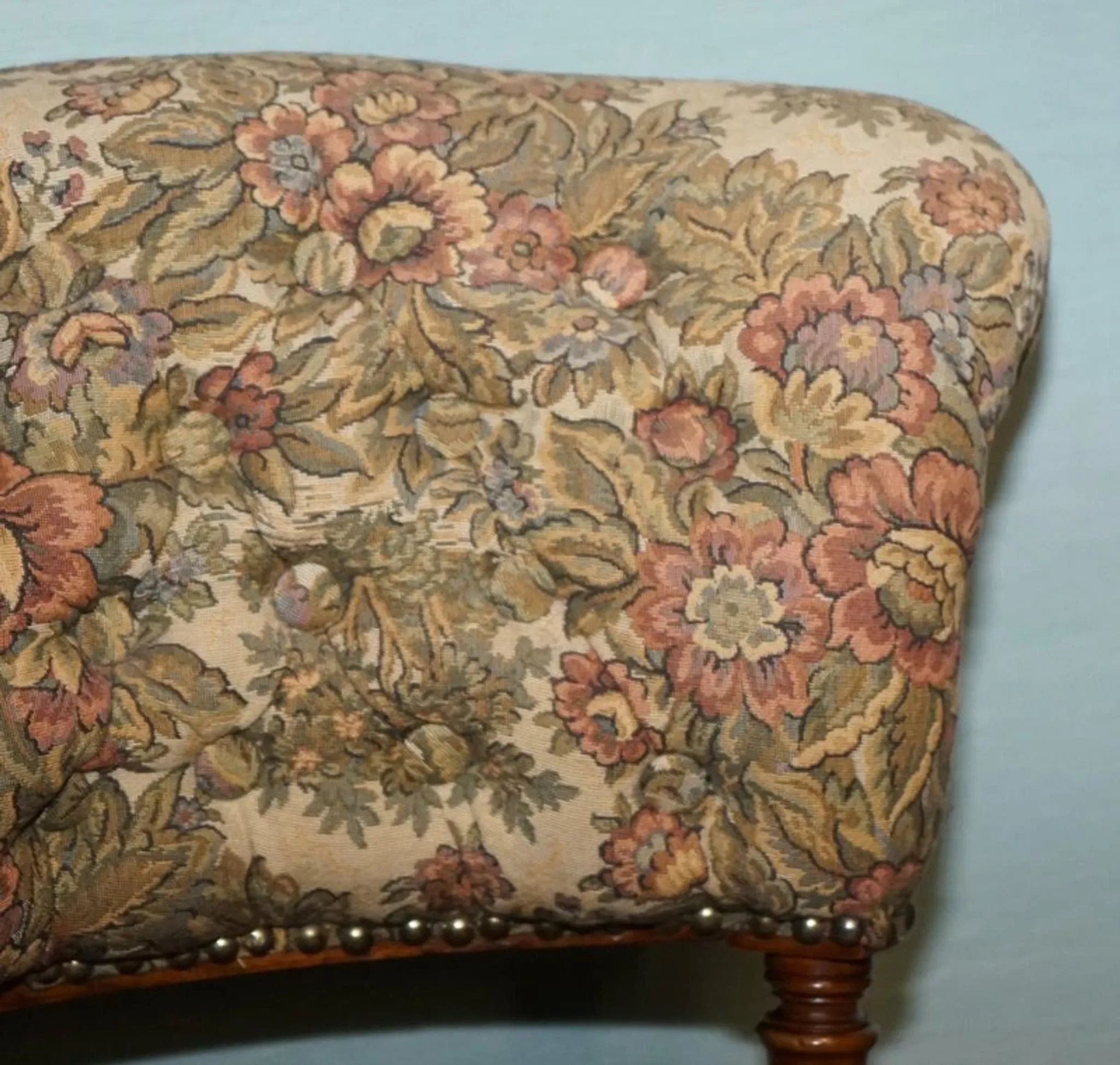 Antique Victorian Nursing Chair in Tapestry with Floral Decoration