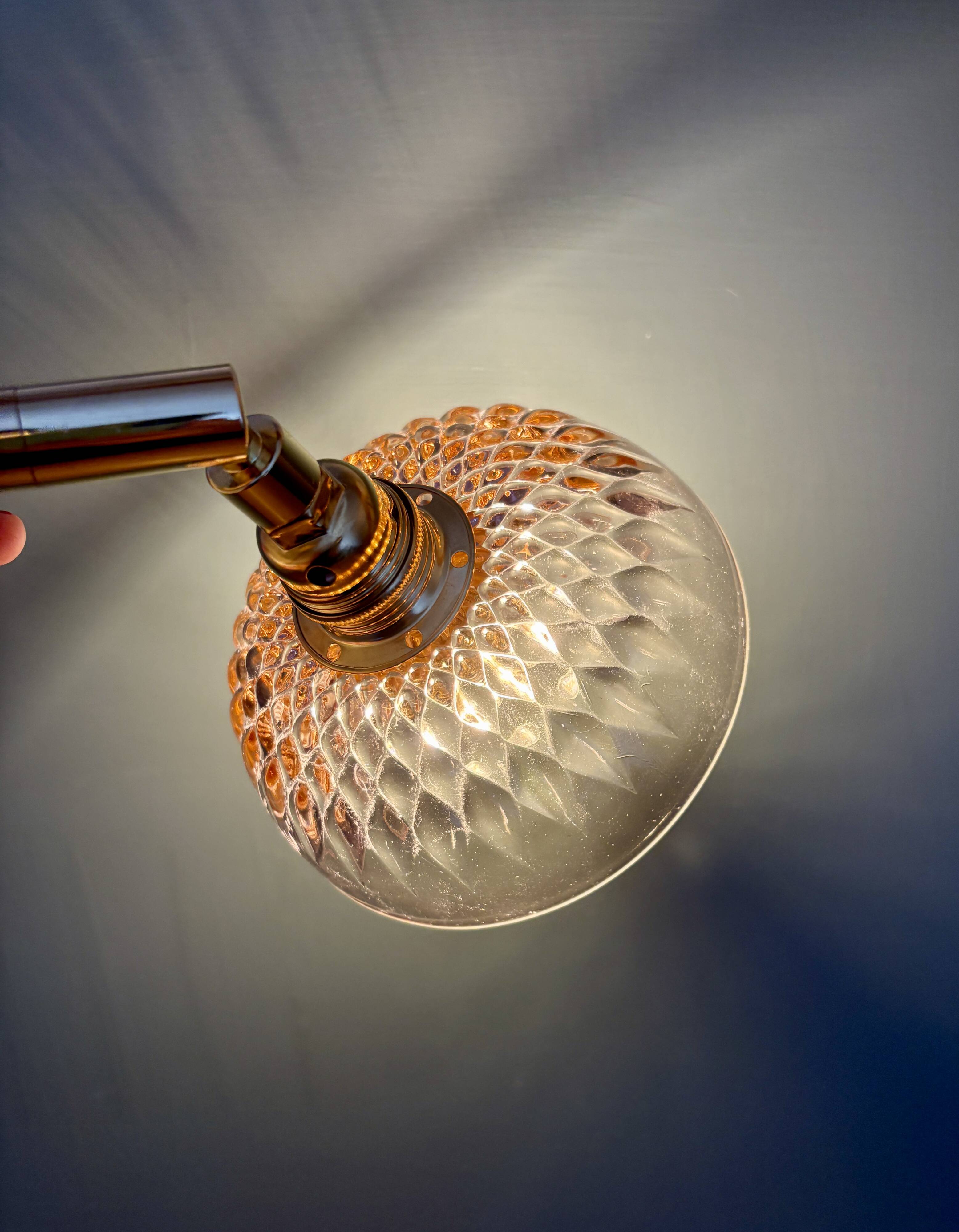 Vintage pink glass lampshade - tableware collection