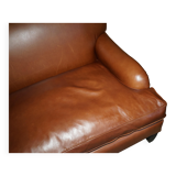 Two-seater leather armchair in Howard style by George Smith.