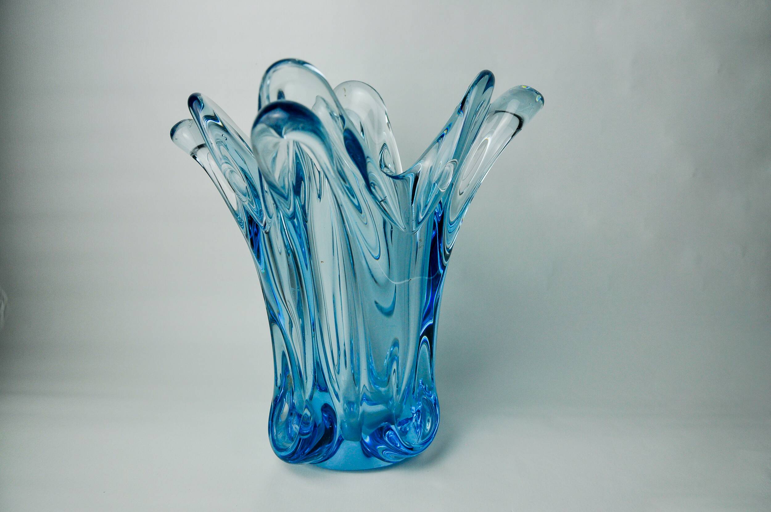 Blue seguso vase in murano glass, italy, 1970