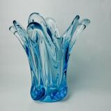 Blue seguso vase in murano glass, italy, 1970