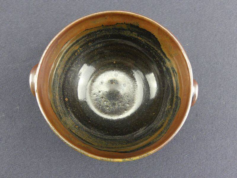 Pair of vintage glazed stoneware bowls signed MJB