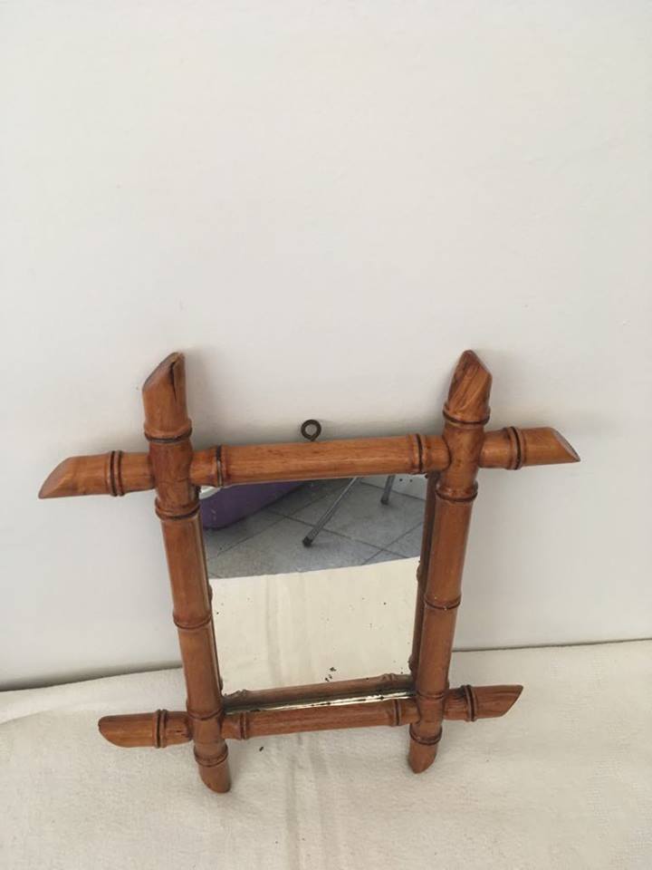 Vintage mirror wooden bamboo 18x24cm way