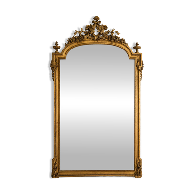 Grand miroir Louis XVI en bois doré et glace au mercure – XIXe siècle