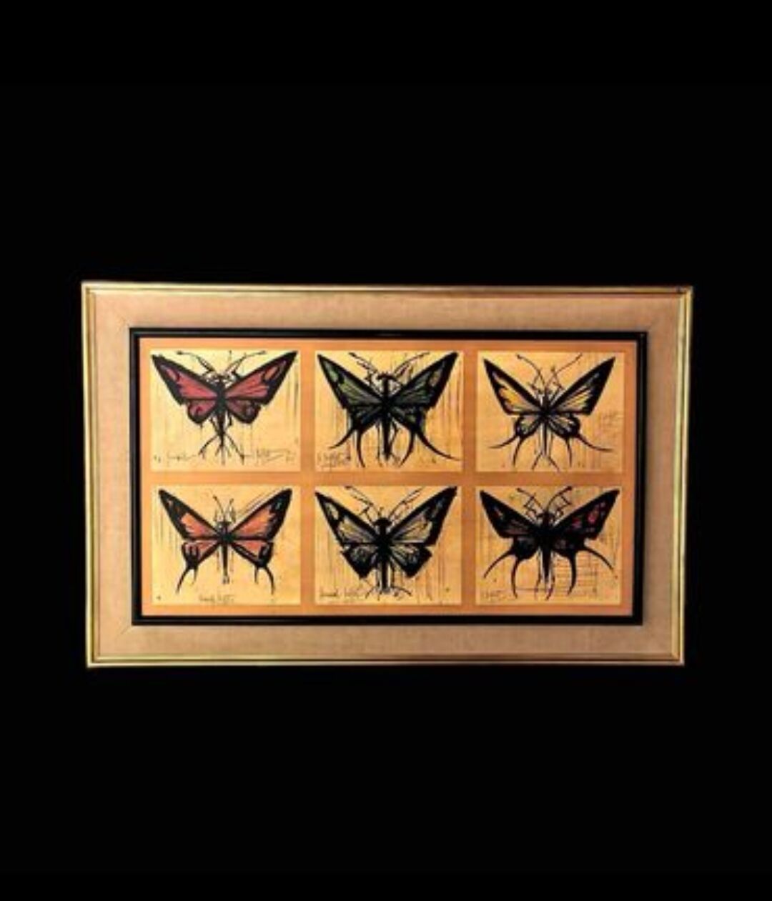 Old painting Butterflies Bernard Buffet 70's