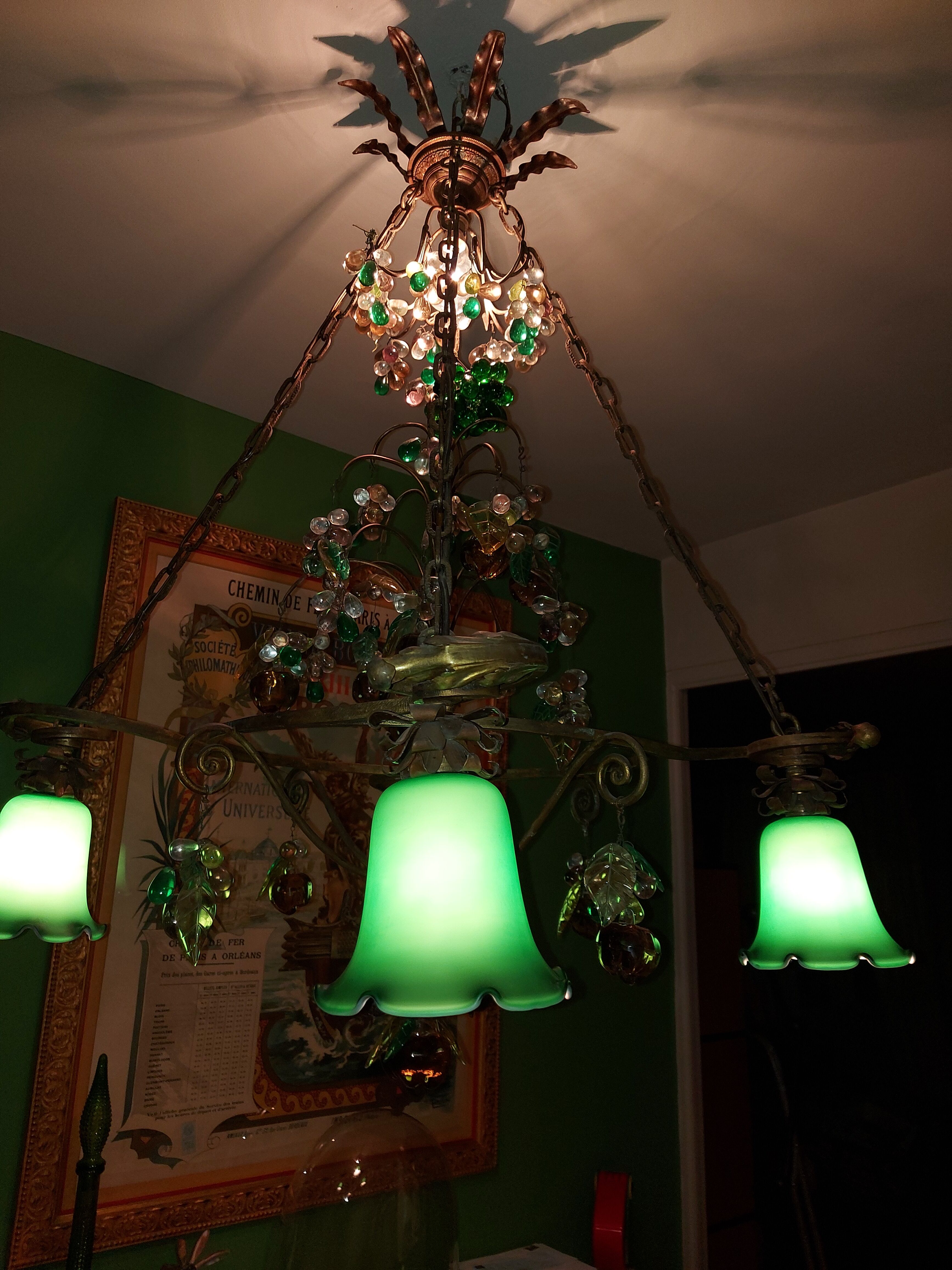 Very large art nouveau chandelier Murano (1 meter)