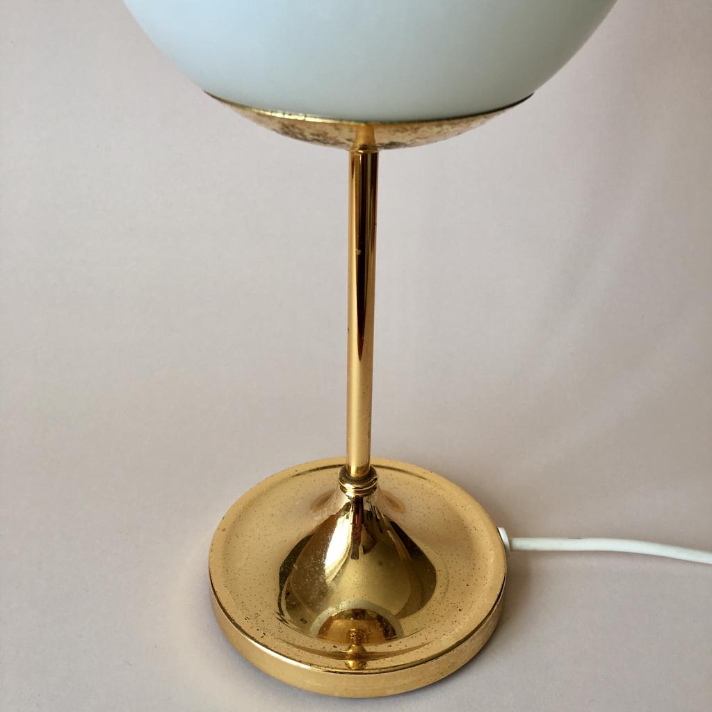 Vintage german brass and opaline glass table lamp