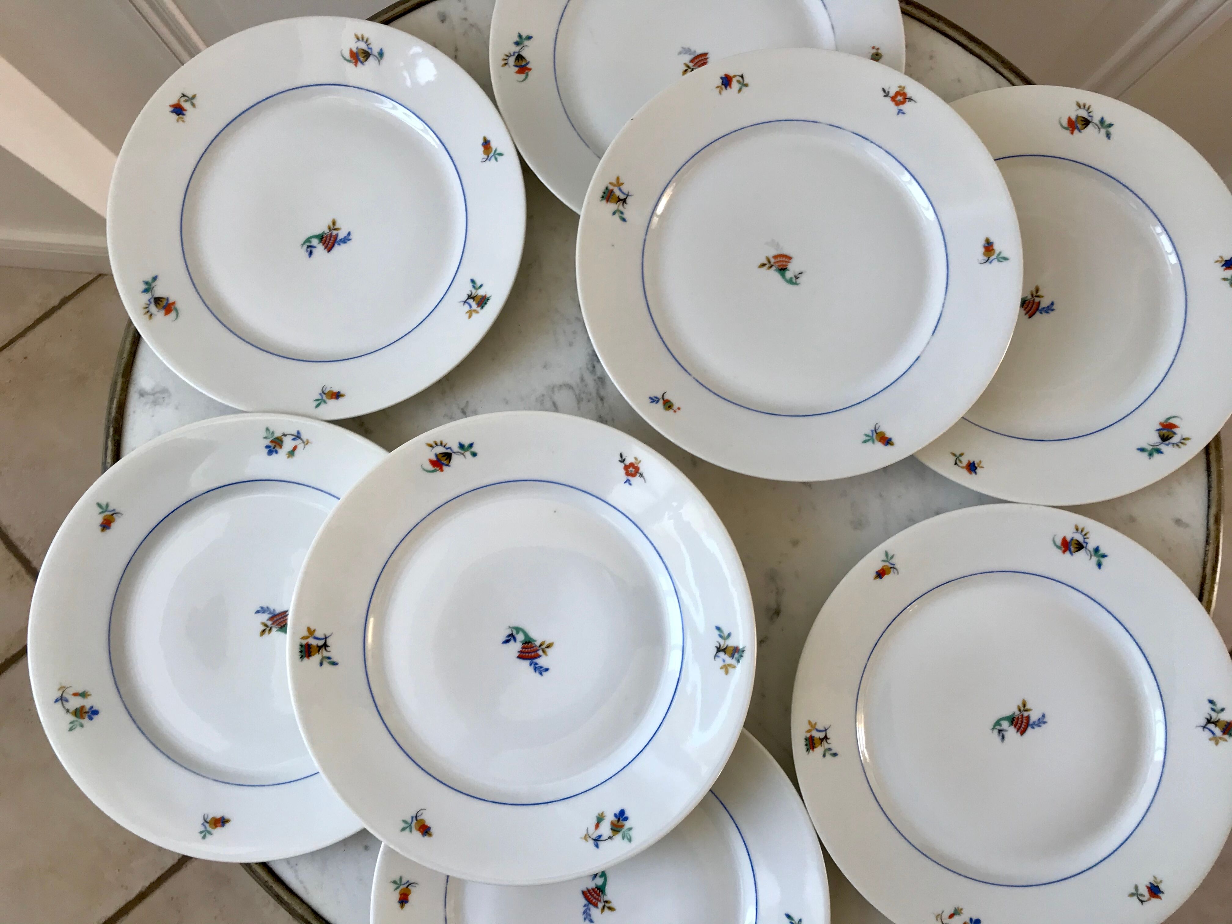 Set of 8 dessert plates Made in France registered model "Czech" years 50-60