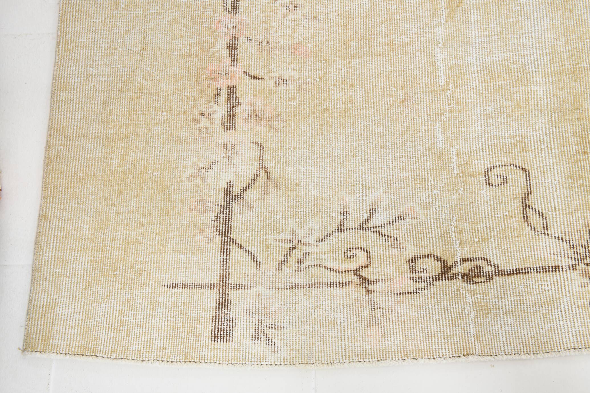 7x9 Shades Of Tan Beige Vintage Rug, 203x281Cm