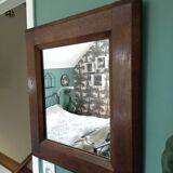Rustic rectangular vintage oak wall mirror