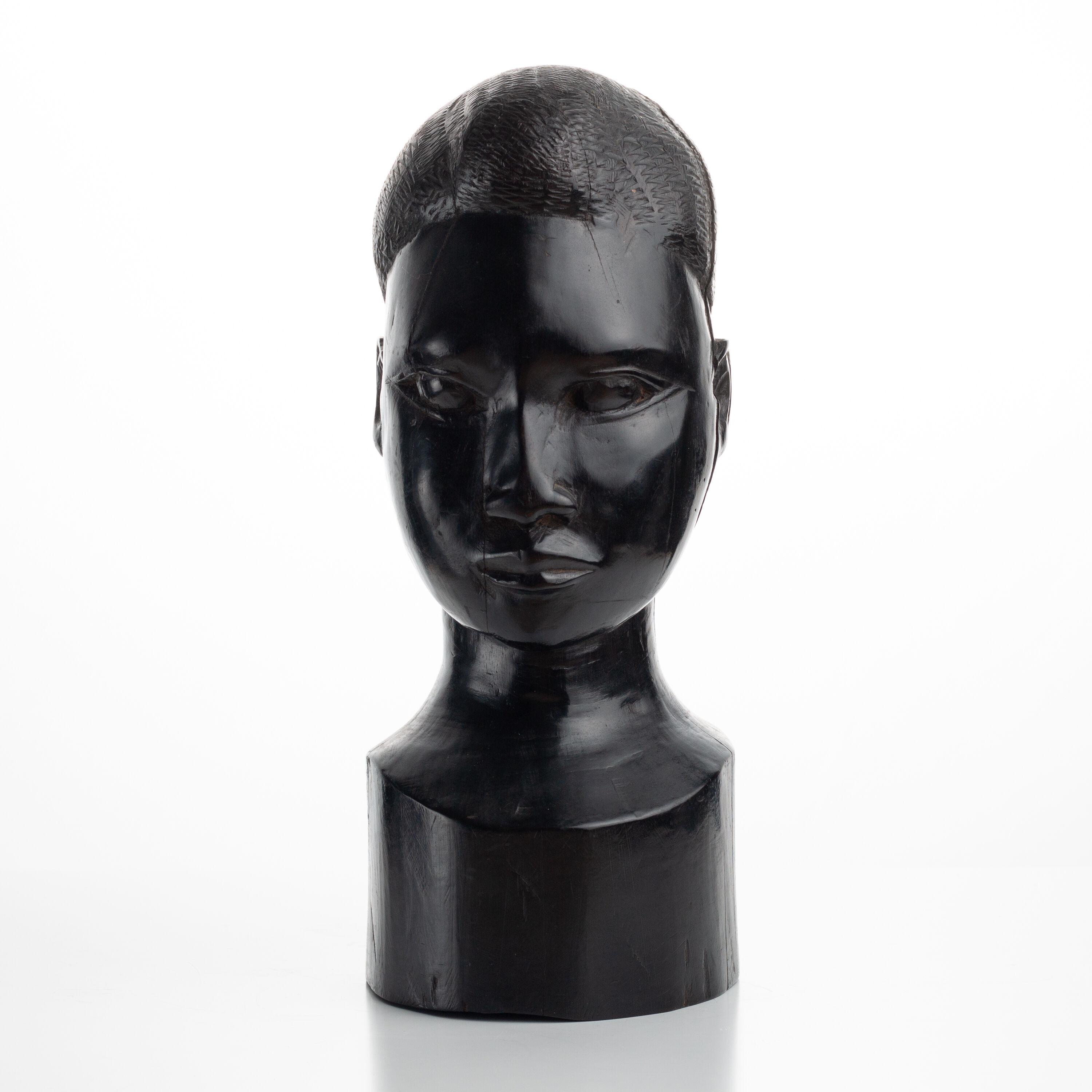 Pair of African busts carved in ironwood / ebony / vintage / book clamps