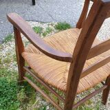 Rustic straw armchair