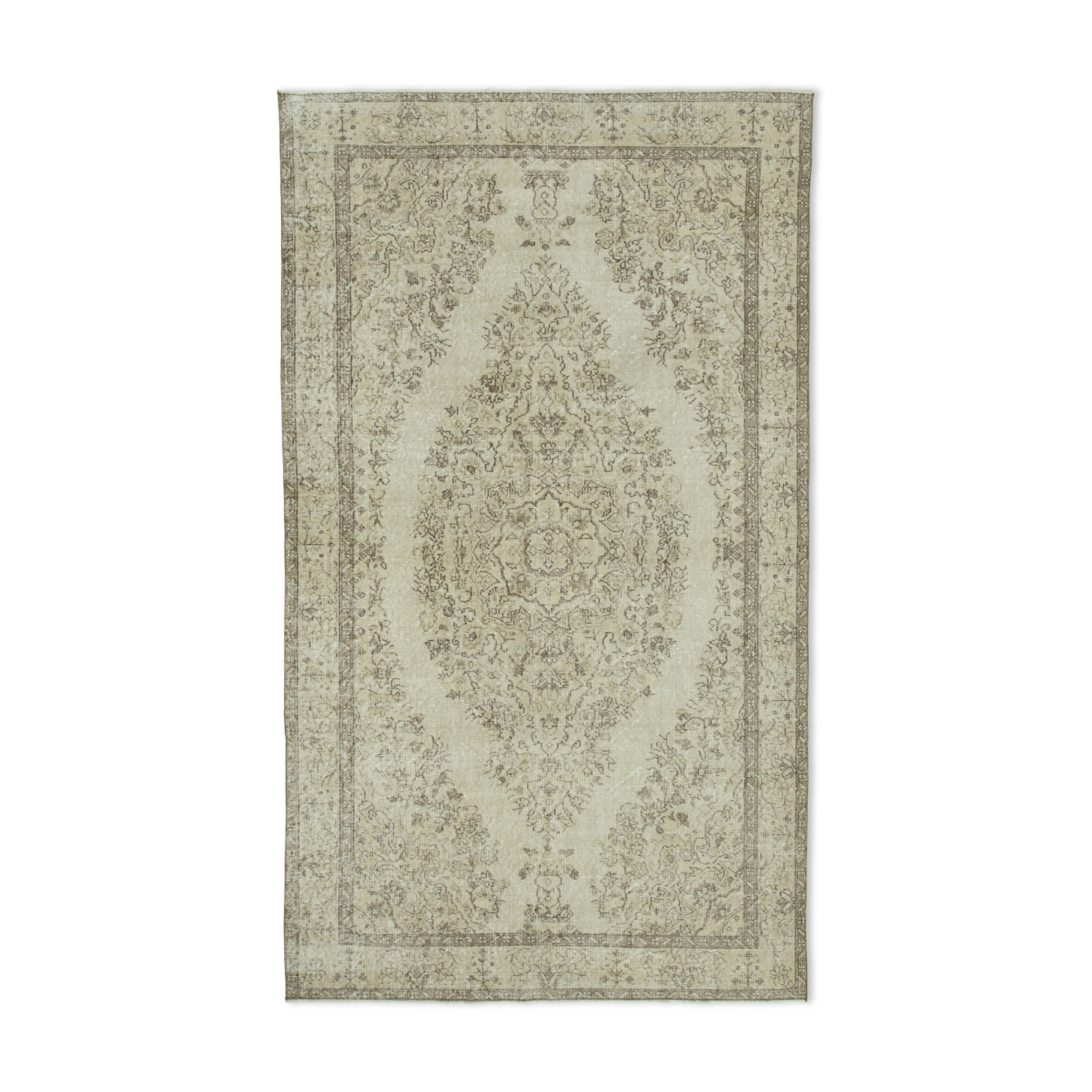 Handmade antique oriental beige carpet 170 cm x 292 cm