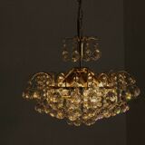 Large mid-century brass & crystal glass ceiling lamp from christoph palme