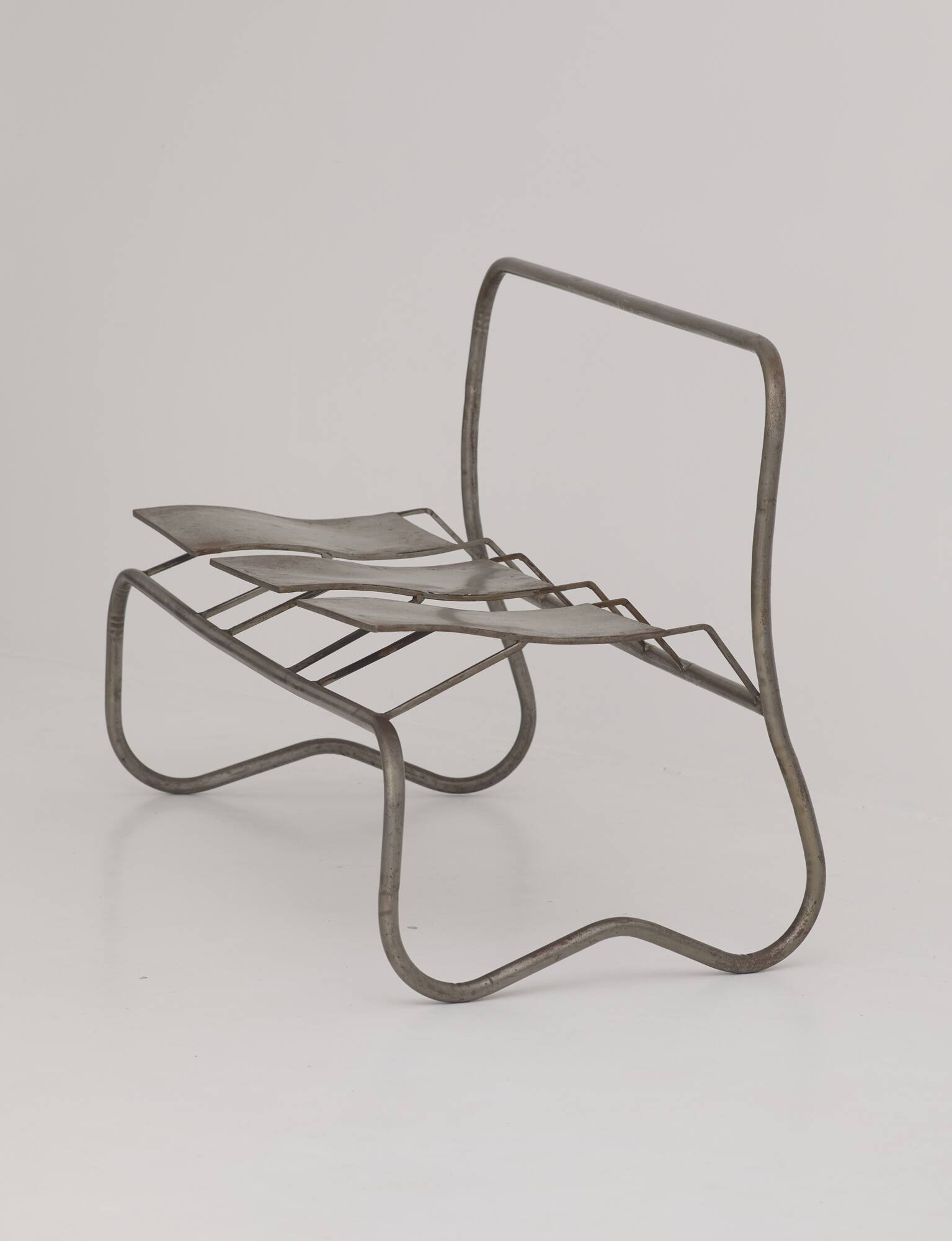 Sculptural metal bench / Artist's work signed Circa 2000