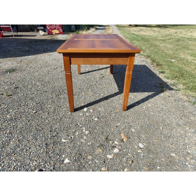 Table vintage en pin et osier