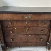 Commode Empire plateau en acajou et marbre