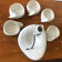 Teapot and cups in contemporary ceramic