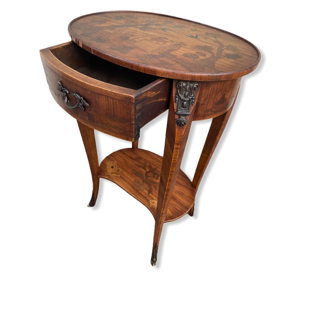 Table Rognon Marquetry Antique