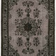 Hand-knotted carved anatolian 1970s 173 cm x 244 cm black carpet
