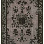 Hand-knotted carved anatolian 1970s 173 cm x 244 cm black carpet