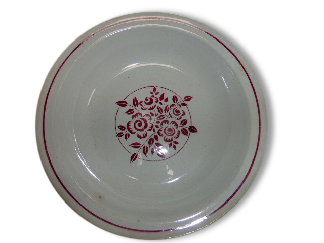 Art Deco, hbc montereau, france, red flowers Bowl
