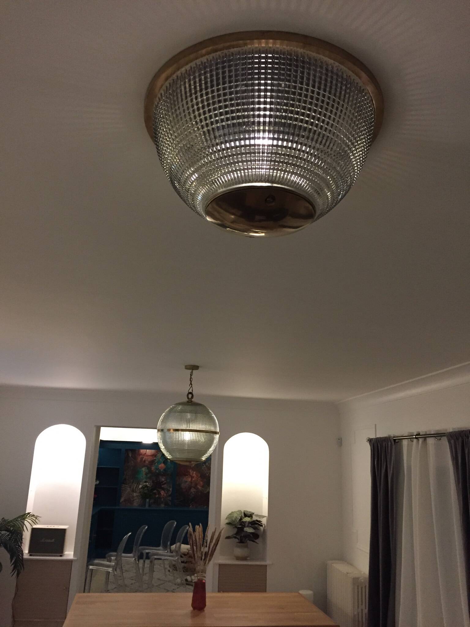 Gold holophane wall light