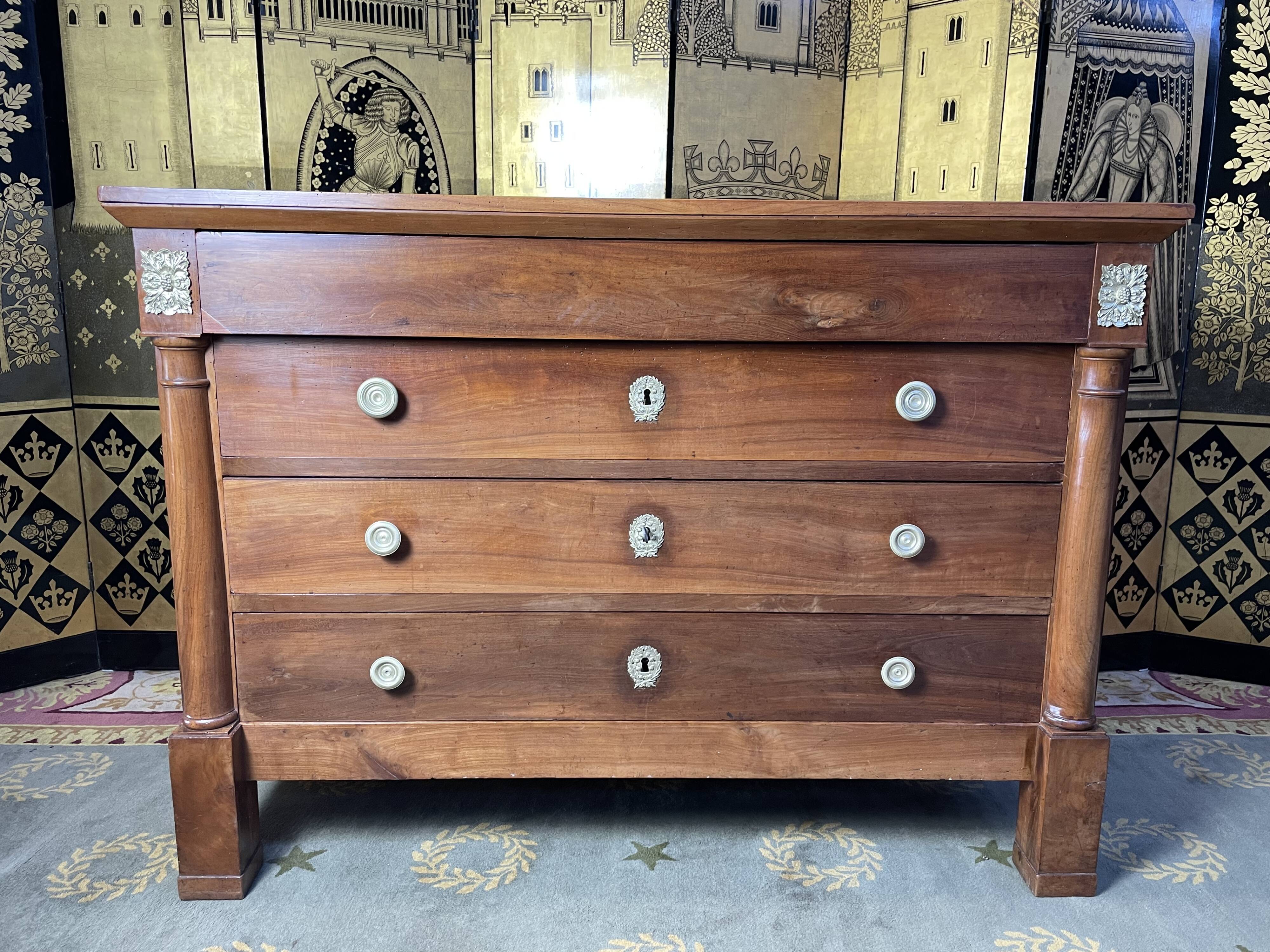 Plum chest of drawers Empire era restored