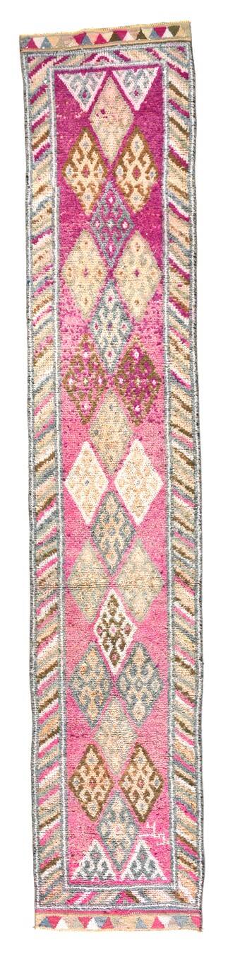 Soft Multicoloe Oushak Runner Rug, 75x397Cm