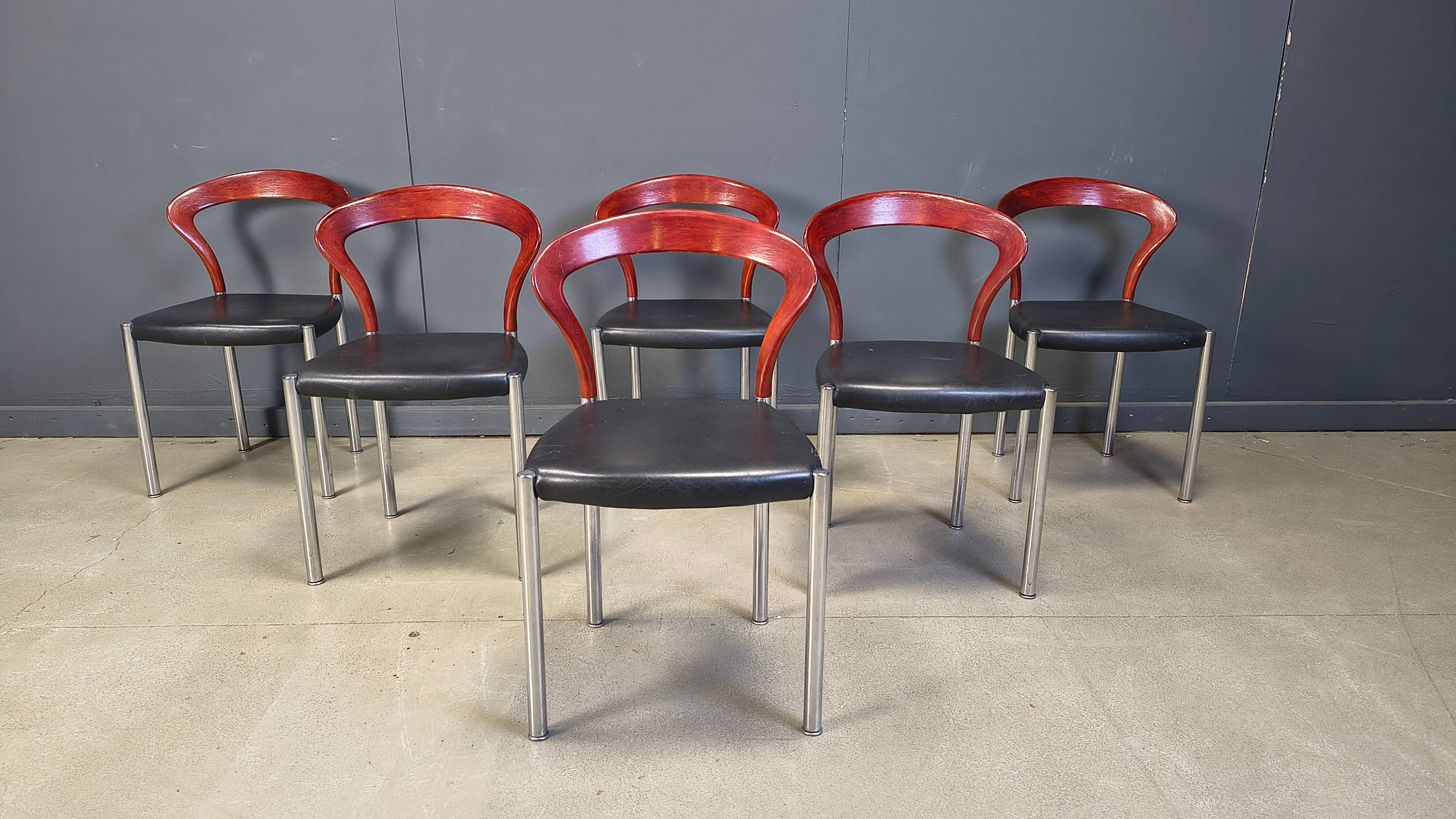 Vintage Lotus chairs by Hartmut Lohmeyer for Kusch & Co., 1970s, set of 6