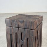 Charred Cedar Side Table or Stool, Contemporary Yakisugi Technique
