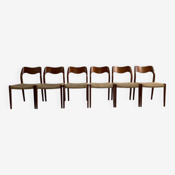 Lot de 6 chaises Moller - modèle #71 (Design Niels O. Moller)