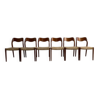 Lot de 6 chaises Moller - modèle #71 (Design Niels O. Moller)