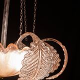 Pink Art Decò Barovier e Toso "Fountain" Pendant Light, Murano Glass, 1940s