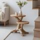 Rustic sculptural side table made of natural and organic driftwood.