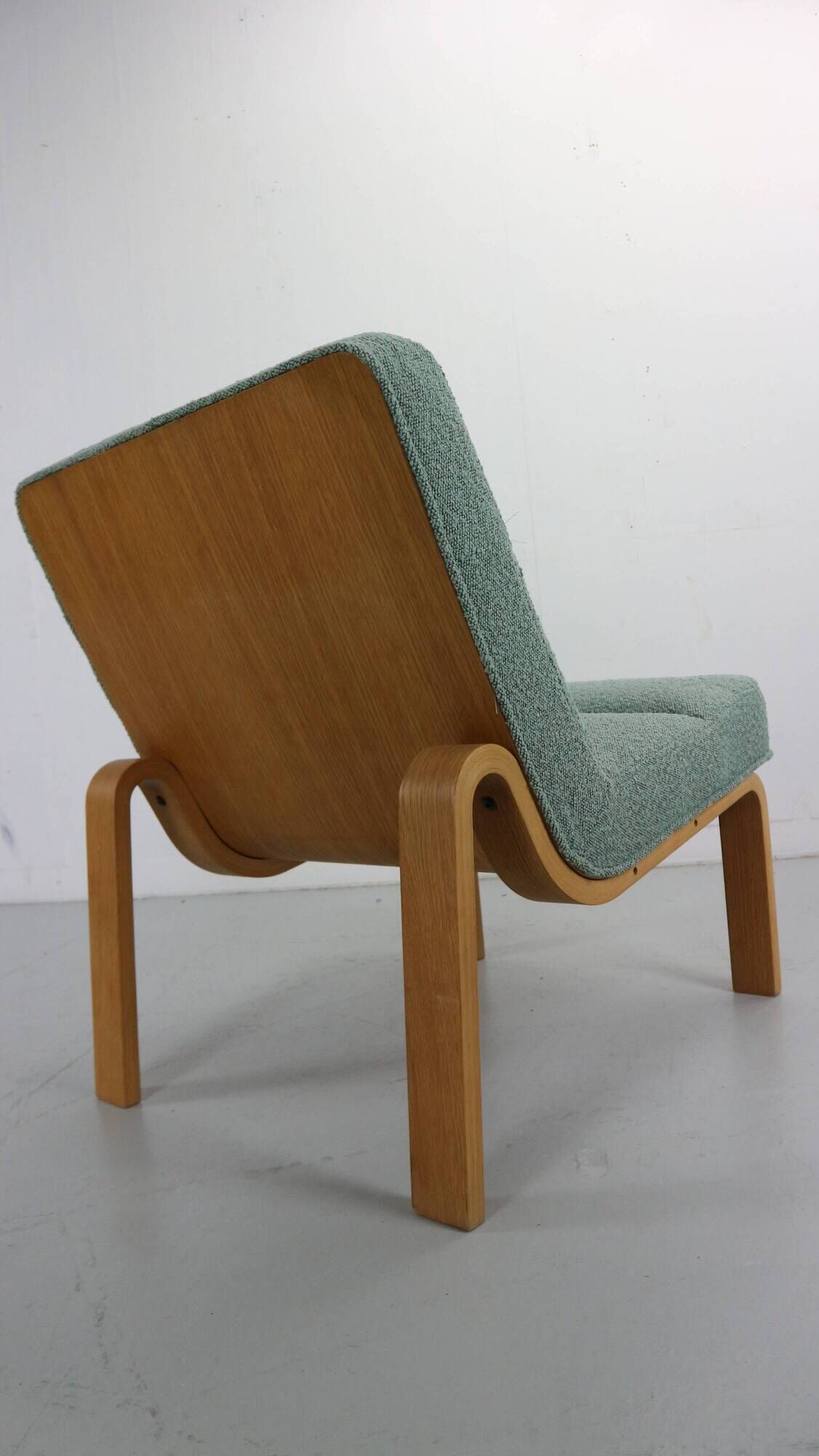 Danish Plywood Lounge Chair by Magnus Olesen,  in mint bouclé