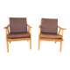 Pair of vintage armchairs with compass legs, "Boomerang" model by THO editions.