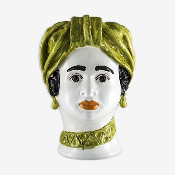 Vase big green woman head