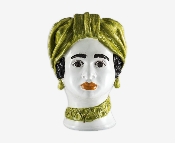 Vase tête grande verte femme