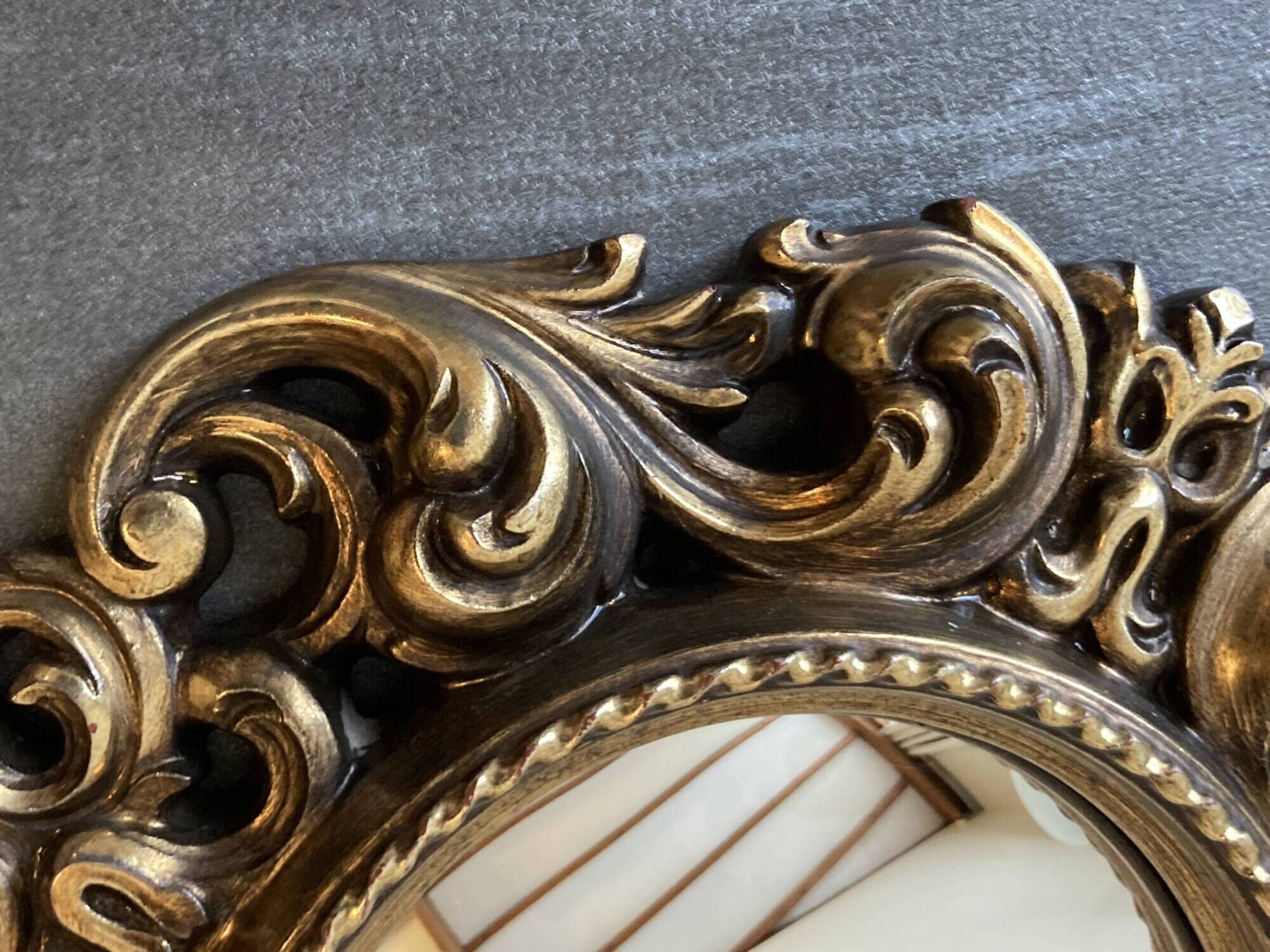 Vintage convex witch mirror – carved gilded wood – 1960s