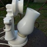 "Telephone" lamp in white ceramic and opaline from the 1970s.
