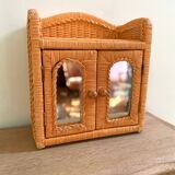 Small vintage rattan wall cabinet