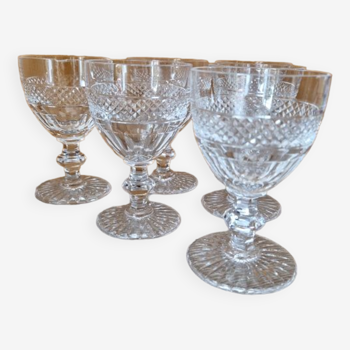 Cristallerie de Saint Louis - Série de 6 verres à vin n3 - Modèle Trianon - En cristal taillé