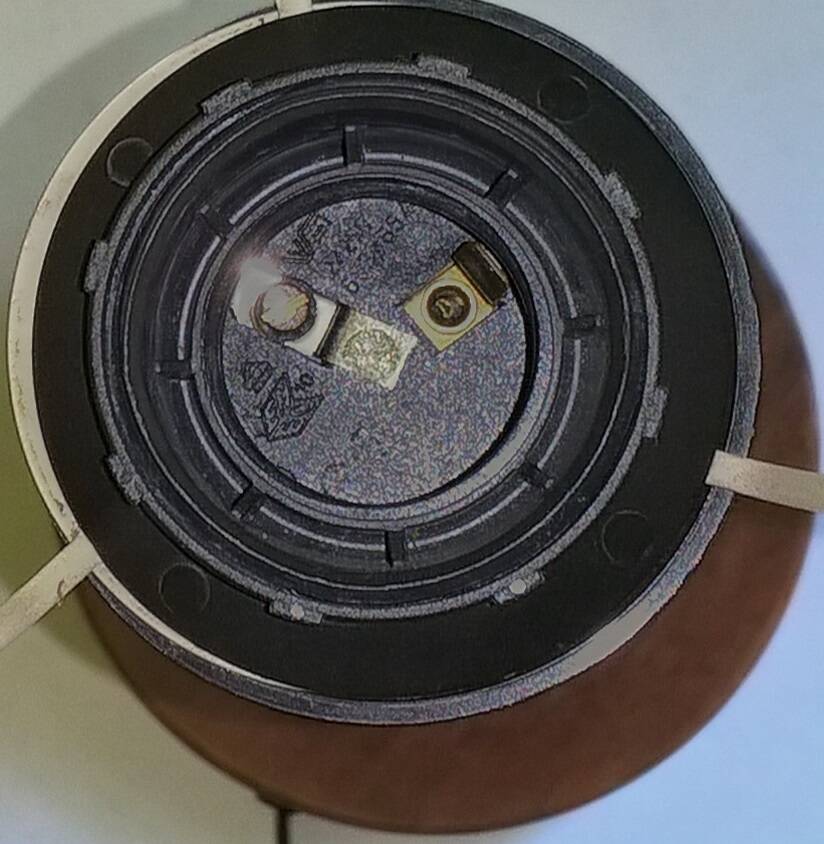 Vintage Unilux wood and brass lamp, 1970 France