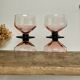 6 pink bowls with black stems
